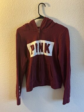Victoria's Secret PINK Maroon Zip Hoodie with Hood
